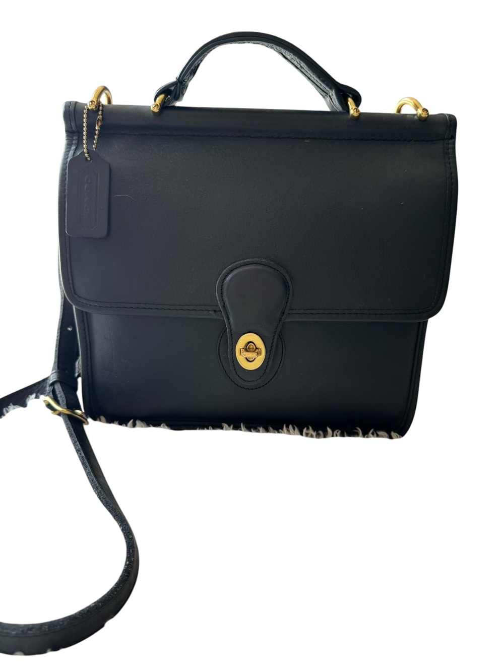 Coach Vintage Willis 9927 Midnight Navy Leather Messenger Crossbody Brass 90s
